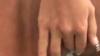 Tall brunette with small tits loves to play before shower