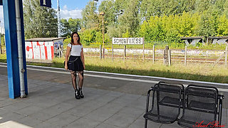 Amateur Wife Ariel Rossi Public Train Station Fuck - Big Dick Rough Sex & Creampie