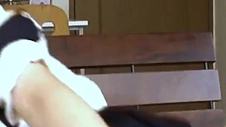Skinny Japan teen gets cum in hairy pussy by step dad
