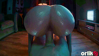 Black Cat Rides Big Dick in Her Room - Moaning Wet Ass Shake 3D Animation