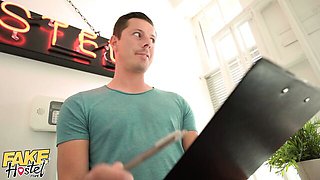 Billie Star's small tits porn by Fake Hostel