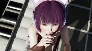 Cute japanese anime catgirl gets fucked on a space station