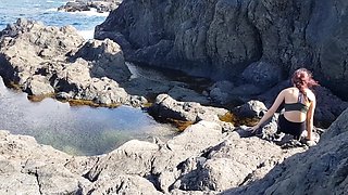 Brought his girl to the beach and got a risky handjob POV