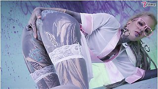 Lily Lu In Tattooed Girl With Glasses And Buttplug Dick Dp And Facial