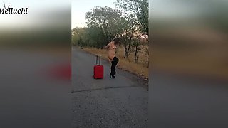 Russian Rural Teen Flashes Big Butt & Masturbates Outdoors