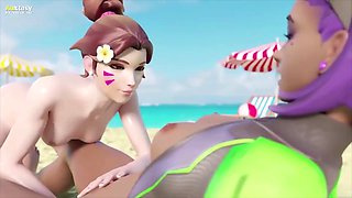 DVa gets hands-on with Sombra in a steamy comic scene