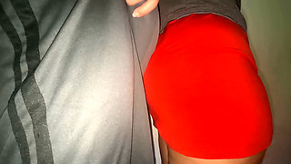 Big-assed Girl Grabs a Stranger's Penis, and He Cums on Her Buttocks.