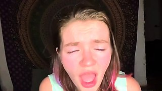 Smoking Weed Brunette Babe Counts Down to Cum