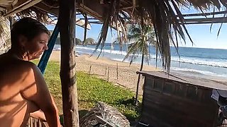Hot Beach Terrace Blowjob with Beky Carril - Cum Swallowed in HD