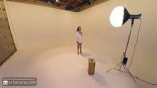VRB Trans: Brown-haired T-Lady Model In Undergarments Bj's a Monstrous Shaft During Pic Sesh