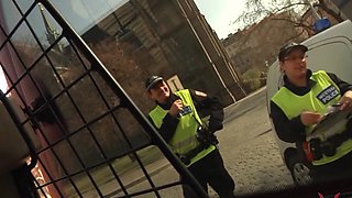 Sexy amateur Tina invited a naughty couple in the car threesome