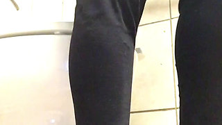 Curvy MILF in Public Toilets Horny in Cotton Panties