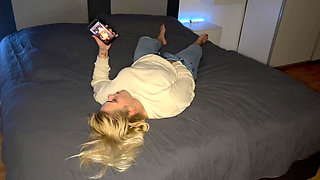 Masturbation Porn Watching Horny Foreplay Blonde Wet Horny Aroused Pussy Massaging Real Orgasm Trembling Twitch