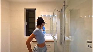 Petite Beauty Hot In Shortest Miniskirt Takes Her Panties Off To Flash Her Tight Pussy And Naked Ass With Layla Scarlett And Brunette Babe