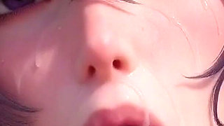 3d Anime workfreak, 5 million Views Special, blue haired Anime Girl in Parkbench gets fucked and masturbates