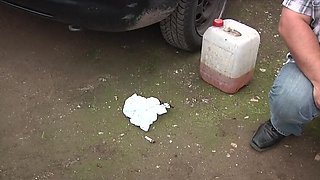 German Outdoor Orgy with Big Tits & Gangbang Fucking on Cars