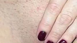 I test out vibrators on my clit while he pumps his cock until he cums into a glass and I swallow his load